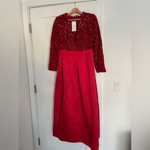 Red Velvet and Sequin cocktail dress.  New with tags
